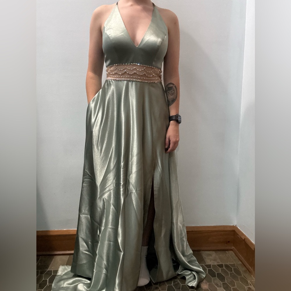 Green Silk Prom Dress